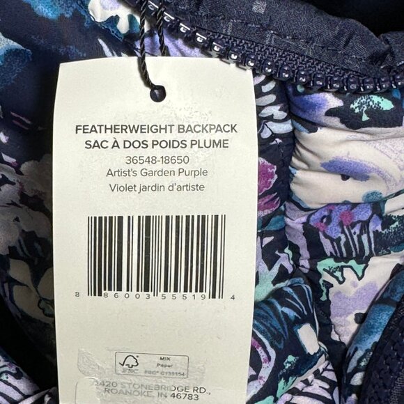 Vera Bradley Featherweight Backpack Artist\'s Garden Purple NWT main image 9